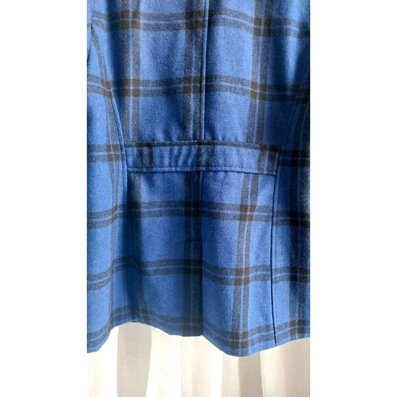 Old Navy Black and Blue Plaid Recycled Wool Blend Pea Coat Size L - Picture 7 of 10
